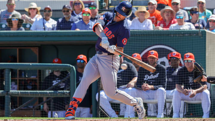 Feb 26, 2024; Lakeland, Florida, USA; Houston Astros designated hitter Jacob Melton (76) Feb 26, 2024; Lakeland, Florida, USA; Houston Astros designated hitter Jacob Melton (76)