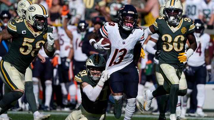 Oct 11, 2026; Green Bay, Wisconsin, USA; Green Bay Packers linebacker Nick Niemann (31) tackles Chicago Bears wide receiver Zavion Thomas (13) on a long kickoff return during game Sunday at Lambeau Field. Mandatory Credit: Dan Powers USAToday Network via IMAGN images Oct 11, 2026; Green Bay, Wisconsin, USA; Green Bay Packers linebacker Nick Niemann (31) tackles Chicago Bears wide receiver Zavion Thomas (13) on a long kickoff return during game Sunday at Lambeau Field. Mandatory Credit: Dan Powers USAToday Network via IMAGN images