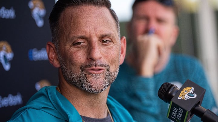 Jacksonville Jaguars Defensive Coordinator Anthony Campanile answers questions after the Jaguars 14th NFL training camp session at Miller Electric Center Tuesday August 12, 2025 in Jacksonville, Fla. The Jaguars travel to New Orleans to play the Saints this Sunday in their second preseason game. Jacksonville Jaguars Defensive Coordinator Anthony Campanile answers questions after the Jaguars 14th NFL training camp session at Miller Electric Center Tuesday August 12, 2025 in Jacksonville, Fla. The Jaguars travel to New Orleans to play the Saints this Sunday in their second preseason game.