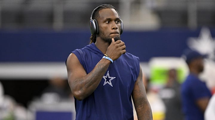 Aug 16, 2025; Arlington, Texas, USA; Dallas Cowboys quarterback Joe Milton III (10) looks on before the game between the Dallas Cowboys and the Baltimore Ravens at AT&T Stadium. Mandatory Credit: Jerome Miron-Imagn Images