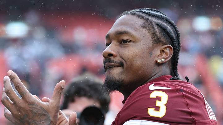 Washington Commanders wide receiver Stefon Diggs reacts after the game against the Seattle Seahawks.