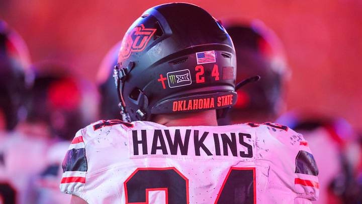 Oklahoma State Cowboys running back Caleb Hawkins. Oklahoma State Cowboys running back Caleb Hawkins.