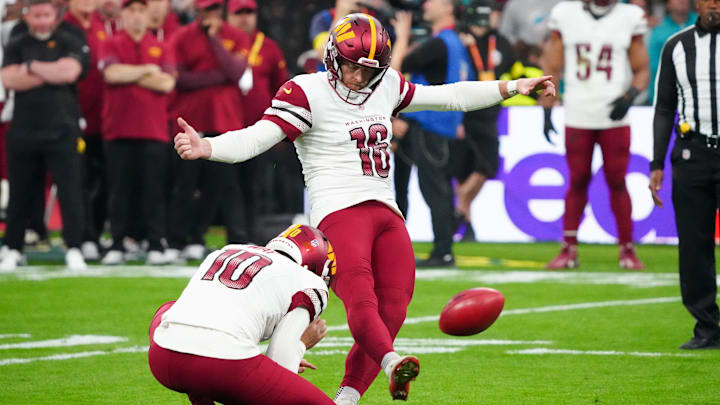 Commanders kicker Matt Gay was released after missing a game-winning field goal attempt in Sunday's loss to the Dolphins.