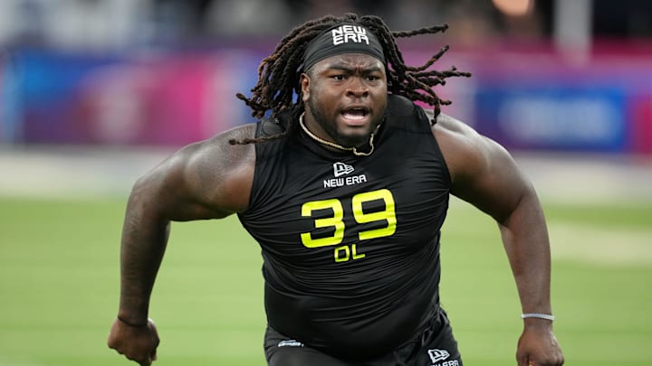 Indiana defensive lineman CJ West (DL39) participates in drills during the 2025 NFL Combine at Lucas Oil Stadium. Indiana defensive lineman CJ West (DL39) participates in drills during the 2025 NFL Combine at Lucas Oil Stadium.