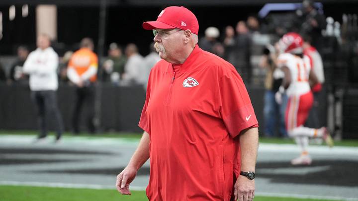 Jan 4, 2026; Paradise, Nevada, USA; Kansas City Chiefs head coach Andy Reid reacts during the game against the Las Vegas Raiders at Allegiant Stadium. Mandatory Credit: Kirby Lee-Imagn Images Jan 4, 2026; Paradise, Nevada, USA; Kansas City Chiefs head coach Andy Reid reacts during the game against the Las Vegas Raiders at Allegiant Stadium. Mandatory Credit: Kirby Lee-Imagn Images