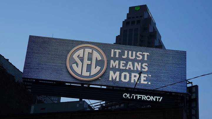 Apr 4, 2024; Cleveland, OH, USA; A SEC logo billboard prior to the NCAA Women's Final Four. Mandatory Credit: Kirby Lee-USA TODAY Sports Apr 4, 2024; Cleveland, OH, USA; A SEC logo billboard prior to the NCAA Women's Final Four. Mandatory Credit: Kirby Lee-USA TODAY Sports
