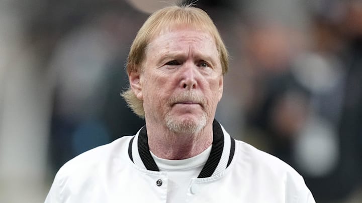 Dec 22, 2024; Paradise, Nevada, USA; Las Vegas Raiders owner Mark Davis looks on during the game against the Jacksonville Jaguars at Allegiant Stadium. Mandatory Credit: Kirby Lee-Imagn Images