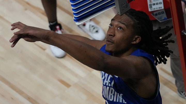 May 11, 2026; Chicago, IL, USA; Maliq Brown participates in the 2026 NBA Draft Combine at Wintrust Arena. May 11, 2026; Chicago, IL, USA; Maliq Brown participates in the 2026 NBA Draft Combine at Wintrust Arena.