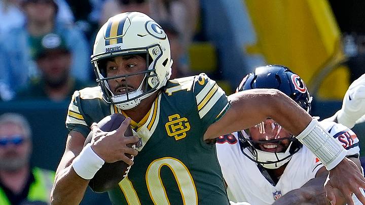 Green Bay Packers quarterback Jordan Love generally had time against the Bears. Green Bay Packers quarterback Jordan Love generally had time against the Bears.