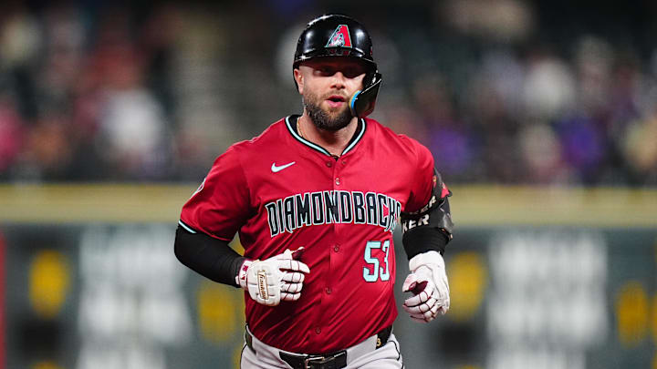 Sep 17, 2024; Denver, Colorado, USA; Arizona Diamondbacks first base Christian Walker (53) runs off a solo home run in the eighth inning against the Colorado Rockies at Coors Field.