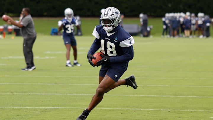 Dallas Cowboys linebacker Damone Clark goes through a drill during practice at the Ford Center at the Star Training Facility Dallas Cowboys linebacker Damone Clark goes through a drill during practice at the Ford Center at the Star Training Facility