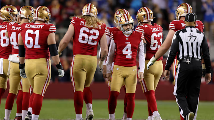 San Francisco 49ers place kicker Jake Moody (4)