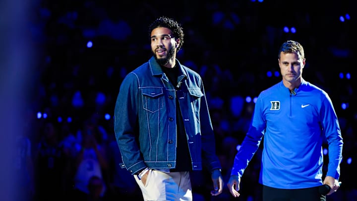 Jayson Tatum at the Countdown to Craziness in Duke's Cameron Indoor Stadium.