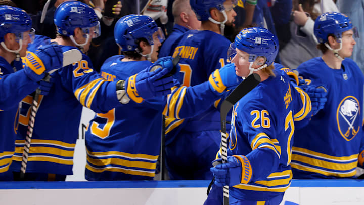 Buffalo Sabres players including Rasmus Dahlin