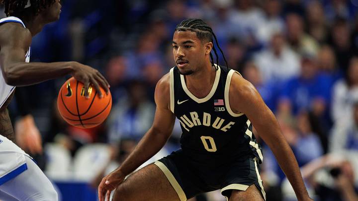 Purdue Boilermakers guard C.J. Cox (0) defends. Purdue Boilermakers guard C.J. Cox (0) defends.
