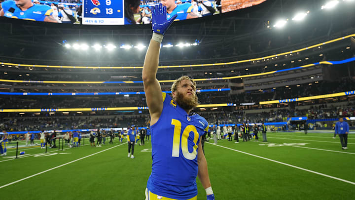 Dec 28, 2024; Inglewood, California, USA; Los Angeles Rams wide receiver Cooper Kupp (10) leaves the field after the game against the Arizona Cardinals at SoFi Stadium. Mandatory Credit: Kirby Lee-Imagn Images Dec 28, 2024; Inglewood, California, USA; Los Angeles Rams wide receiver Cooper Kupp (10) leaves the field after the game against the Arizona Cardinals at SoFi Stadium. Mandatory Credit: Kirby Lee-Imagn Images