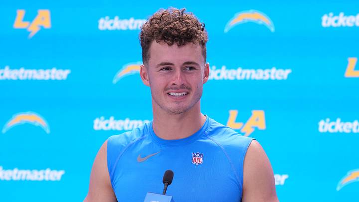 Jul 31, 2026; El Segundo, CA, USA; Los Angeles Chargers receiver Ladd McConkey at press conference during training camp at The Bolt. Mandatory Credit: Kirby Lee-Imagn Images