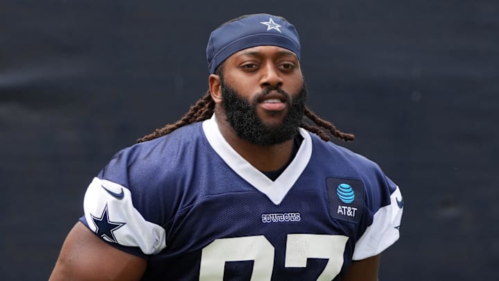 Jul 22, 2025; Oxnard, CA, USA; Dallas Cowboys defensive tackle Osa Odighizuwa (97) during training camp at the River Ridge Fields. Mandatory Credit: Kirby Lee-Imagn Images Jul 22, 2025; Oxnard, CA, USA; Dallas Cowboys defensive tackle Osa Odighizuwa (97) during training camp at the River Ridge Fields. Mandatory Credit: Kirby Lee-Imagn Images