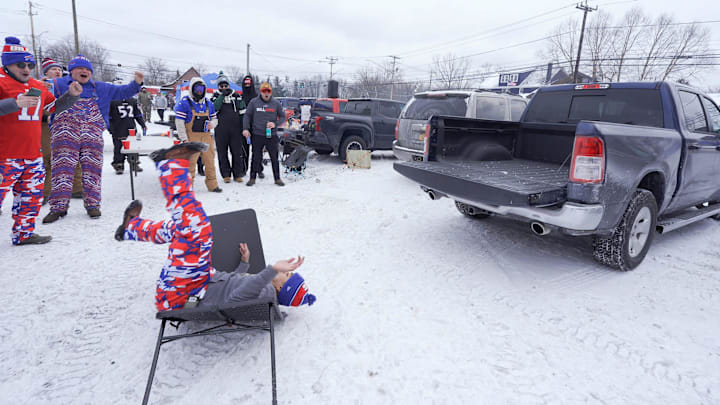 Jan. 19, 2025: Buffalo Bill fan smashing into a table