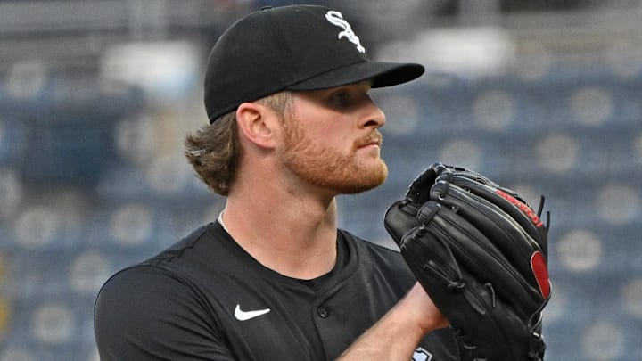 Chicago White Sox starting pitcher Shane Smith (64) on the mound against the Kansas City Royals at Kauffman Stadium. 