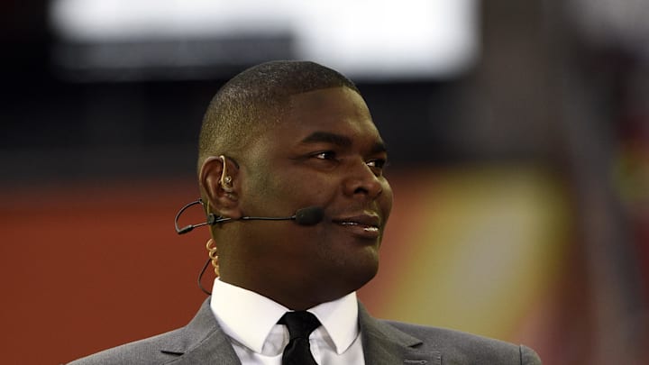 Jan 25, 2015; Phoenix, AZ, USA; ESPN commentator Keyshawn Johnson before the 2015 Pro Bowl at University of Phoenix Stadium. 