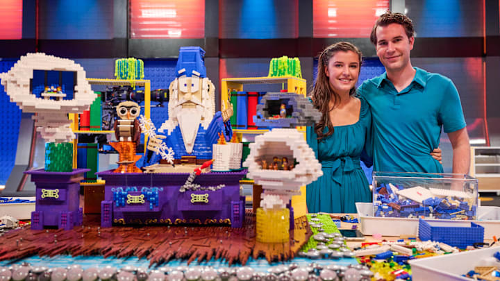 LEGO MASTERS: L-R: Contestants Sage and Ian in the LEGO MASTERS "Hall of Fame Finale" episode airing Monday, July 28 (8:00-9:02 PM ET/PT) on FOX. CR: Tom Griscom/FOX. ©2025 FOX MEDIA LLC.