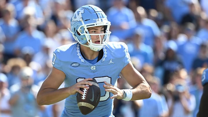 Sep 16, 2023; Chapel Hill, North Carolina, USA; North Carolina Tar Heels quarterback Drake Maye (10)