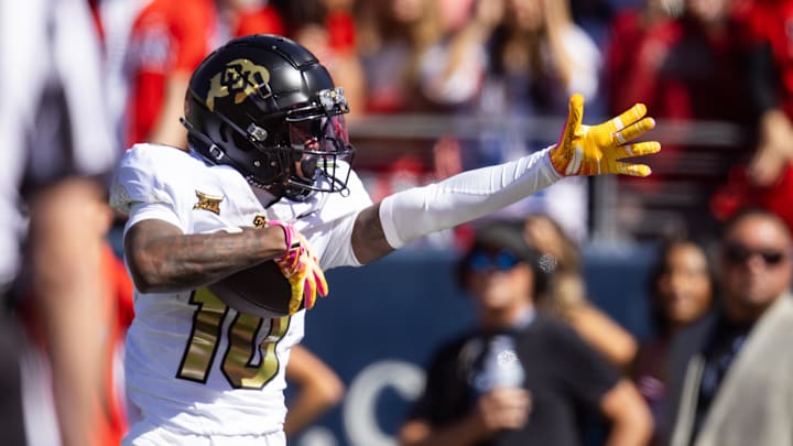 Oct 19, 2024; Tucson, Arizona, USA; Colorado Buffalos wide receiver LaJohntay Wester (10) against the Arizona Wildcats at Arizona Stadium. Mandatory Credit: Mark J. Rebilas-Imagn Images Oct 19, 2024; Tucson, Arizona, USA; Colorado Buffalos wide receiver LaJohntay Wester (10) against the Arizona Wildcats at Arizona Stadium. Mandatory Credit: Mark J. Rebilas-Imagn Images