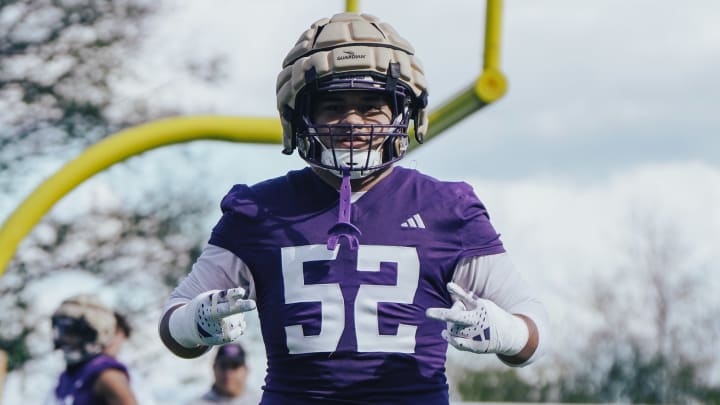 Voi Tunuufi always seems to enjoy himself on the UW practice field. Voi Tunuufi always seems to enjoy himself on the UW practice field.