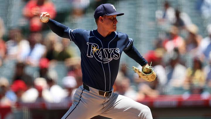 Jun 14, 2026; Anaheim, California, USA; Tampa Bay Rays pitcher Casey Legumina (67) pitches during the second inning against the Los Angeles Angels at Angel Stadium. Mandatory Credit: Kiyoshi Mio-Imagn Images Jun 14, 2026; Anaheim, California, USA; Tampa Bay Rays pitcher Casey Legumina (67) pitches during the second inning against the Los Angeles Angels at Angel Stadium. Mandatory Credit: Kiyoshi Mio-Imagn Images