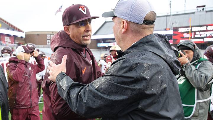 Sep 26, 2026; Chestnut Hill, Mass.; Virginia Tech head coach James Franklin shakes hands with Boston College head coach Bill O'Brien after the game. Sep 26, 2026; Chestnut Hill, Mass.; Virginia Tech head coach James Franklin shakes hands with Boston College head coach Bill O'Brien after the game.