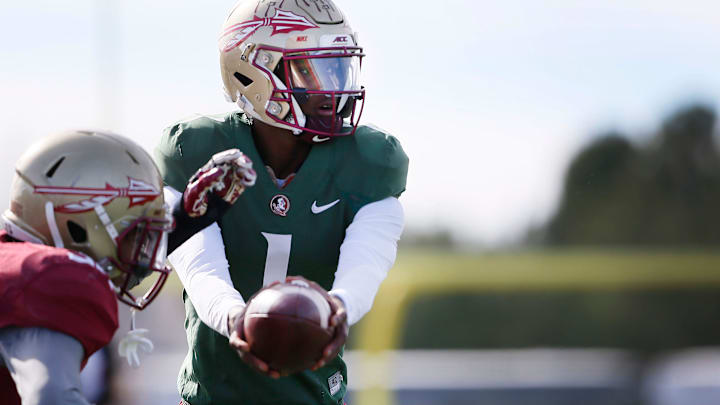 FSU's James Blackman, quarterback, runs a drill during the first Sun Bowl practice Friday, Dec. 27, at Eastwood High School in El Paso.

Fsu Sun Bowl Practice 004
