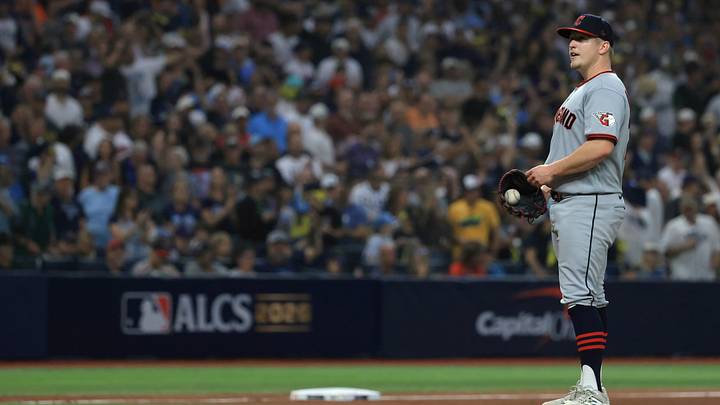 Oct 13, 2026; St. Petersburg, Florida, USA; : r Messick (77) reacts during the fourth inning against the Tampa Bay Rays in game two of the ALCS for the 2026 MLB Playoffs at Tropicana Field. Credit: Kim Klement Neitzel-Imagn Images Oct 13, 2026; St. Petersburg, Florida, USA; : r Messick (77) reacts during the fourth inning against the Tampa Bay Rays in game two of the ALCS for the 2026 MLB Playoffs at Tropicana Field. Credit: Kim Klement Neitzel-Imagn Images