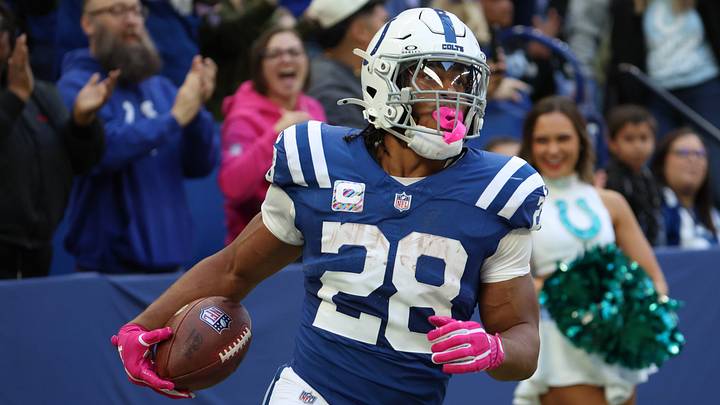 Oct 18, 2026; Indianapolis, Indiana, USA; Indianapolis Colts running back Jonathan Taylor (28). Oct 18, 2026; Indianapolis, Indiana, USA; Indianapolis Colts running back Jonathan Taylor (28).