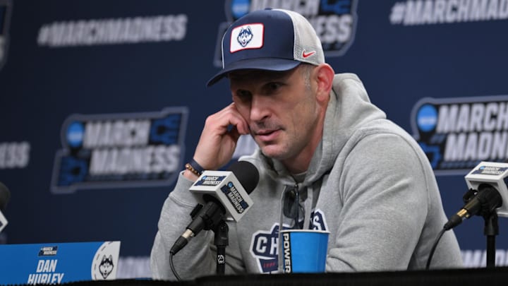 Mar 20, 2025; Raleigh, NC, USA; UConn basketball head coach Dan Hurley during the NCAA pre tournament press conference at Lenovo Center. Mandatory Credit: Zachary Taft-Imagn Images Mar 20, 2025; Raleigh, NC, USA; UConn basketball head coach Dan Hurley during the NCAA pre tournament press conference at Lenovo Center. Mandatory Credit: Zachary Taft-Imagn Images
