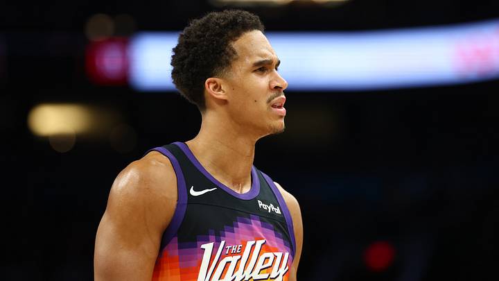 Mar 28, 2026; Phoenix, Arizona, USA; Phoenix Suns forward Oso Ighodaro (11) against the Utah Jazz at Mortgage Matchup Center. Mandatory Credit: Mark J. Rebilas-Imagn Images