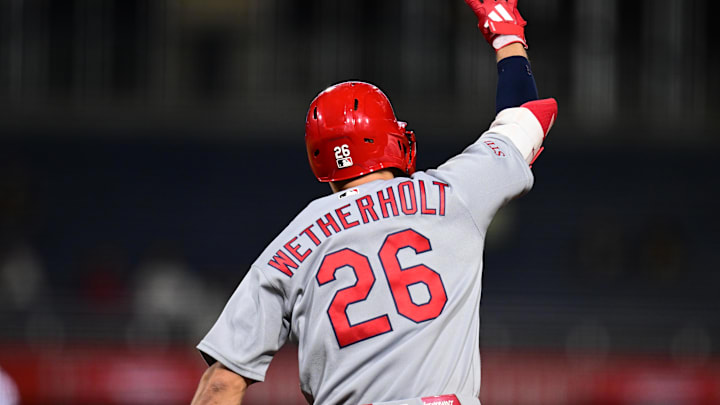 Apr 27, 2026; Pittsburgh, Pennsylvania, USA; St. Louis Cardinals shortstop JJ Wetherholt (26) runs the bases after hitting a solo home run against the Pittsburgh Pirates during the ninth inning at PNC Park. Mandatory Credit: David Dermer-Imagn Images