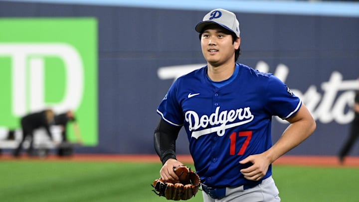 Oct 24, 2025; Toronto, Ontario, CAN; Los Angeles Dodgers designated hitter Shohei Ohtani (17) looks on during batting practice prior to game one of the 2025 MLB World Series at Rogers Centre. Mandatory Credit: Dan Hamilton-Imagn Images Oct 24, 2025; Toronto, Ontario, CAN; Los Angeles Dodgers designated hitter Shohei Ohtani (17) looks on during batting practice prior to game one of the 2025 MLB World Series at Rogers Centre. Mandatory Credit: Dan Hamilton-Imagn Images