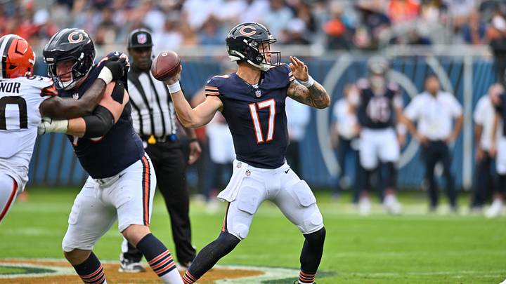 Aug 15, 2026; Chicago, Illinois, USA; Chicago Bears quarterback Tyson Bagent (17) passes the ball against the Cleveland Browns during the first half at Soldier Field. Mandatory Credit: Patrick Gorski-Imagn Images Aug 15, 2026; Chicago, Illinois, USA; Chicago Bears quarterback Tyson Bagent (17) passes the ball against the Cleveland Browns during the first half at Soldier Field. Mandatory Credit: Patrick Gorski-Imagn Images