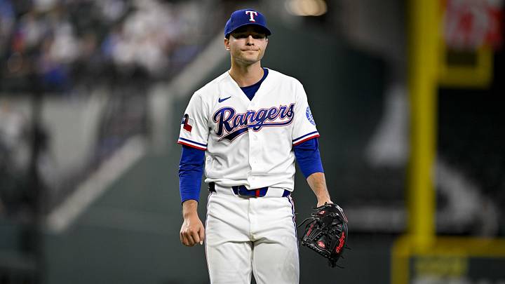 Jun 18, 2026; Arlington, Texas, USA; Texas Rangers starting pitcher Jack Leiter (22) comes off the field after pitching to the Minnesota Twins during the first inning at Globe Life Field. Mandatory Credit: Jerome Miron-Imagn Images Jun 18, 2026; Arlington, Texas, USA; Texas Rangers starting pitcher Jack Leiter (22) comes off the field after pitching to the Minnesota Twins during the first inning at Globe Life Field. Mandatory Credit: Jerome Miron-Imagn Images