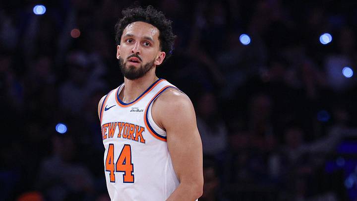 Apr 18, 2026; New York, New York, USA; New York Knicks guard Landry Shamet (44) reacts after a basket during the first half of the 2026 NBA Playoffs against the Atlanta Hawks at Madison Square Garden. Mandatory Credit: Vincent Carchietta-Imagn Images Apr 18, 2026; New York, New York, USA; New York Knicks guard Landry Shamet (44) reacts after a basket during the first half of the 2026 NBA Playoffs against the Atlanta Hawks at Madison Square Garden. Mandatory Credit: Vincent Carchietta-Imagn Images