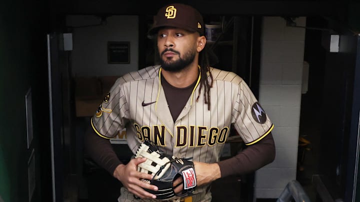 Apr 6, 2026; Pittsburgh, Pennsylvania, USA;  San Diego Padres right fielder Fernando Tatis Jr. (23) enters the dugout to playtime Pittsburgh Pirates at PNC Park. Mandatory Credit: Charles LeClaire-Imagn Images