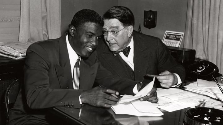 Jackie Robinson Signs with Branch Rickey 1949