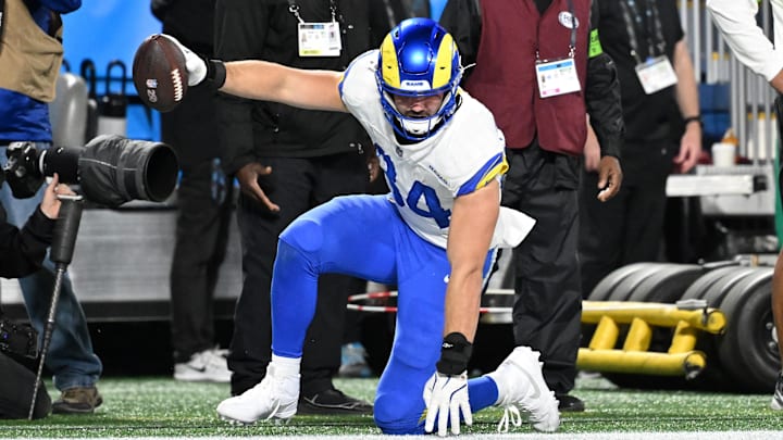 Rams tight end Colby Parkinson scored the game-winning touchdown in their win over the Panthers. Rams tight end Colby Parkinson scored the game-winning touchdown in their win over the Panthers.