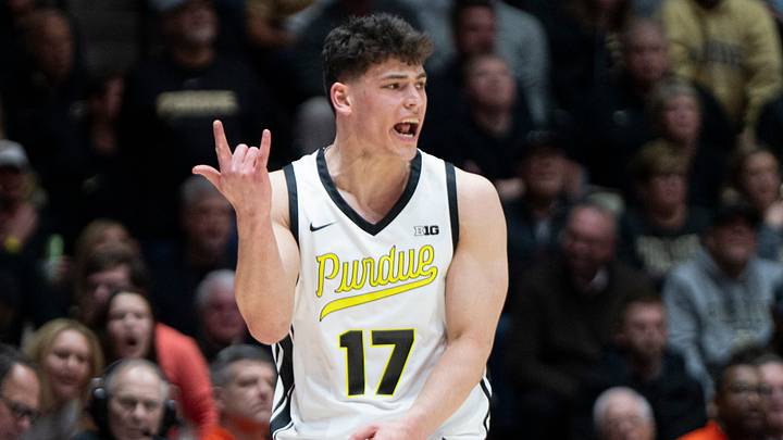 Purdue Boilermakers guard Omer Mayer (17) yells after making a basket. Purdue Boilermakers guard Omer Mayer (17) yells after making a basket.