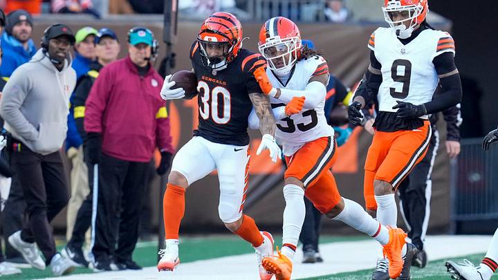 Jan 4, 2026; Cincinnati, Ohio, USA; Cincinnati Bengals running back Chase Brown (30) makes a deep run in the second quarter against the Cleveland Browns at Paycor Stadium. Credit: Sam Greene-USA TODAY Network via Imagn Images Jan 4, 2026; Cincinnati, Ohio, USA; Cincinnati Bengals running back Chase Brown (30) makes a deep run in the second quarter against the Cleveland Browns at Paycor Stadium. Credit: Sam Greene-USA TODAY Network via Imagn Images