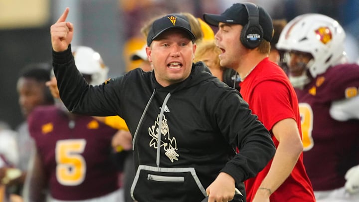Arizona State head coach Kenny Dillingham has the Sun Devils bowl eligible for the first time since 2021. Arizona State head coach Kenny Dillingham has the Sun Devils bowl eligible for the first time since 2021.