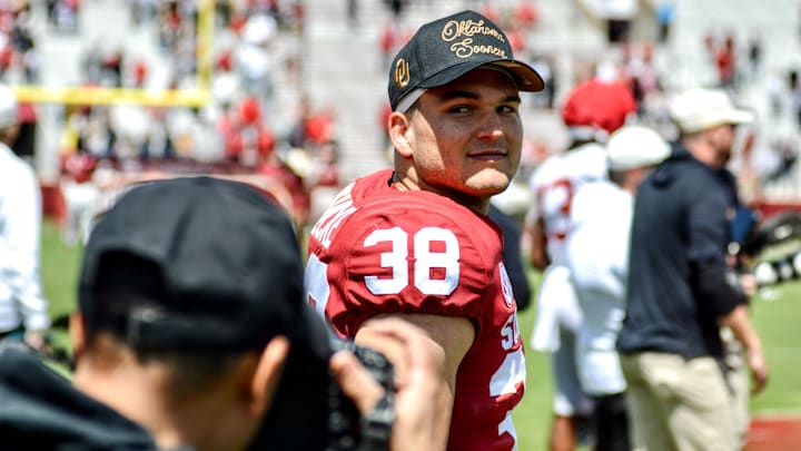 Oklahoma linebacker Owen Heinecke after the Sooners' spring game.