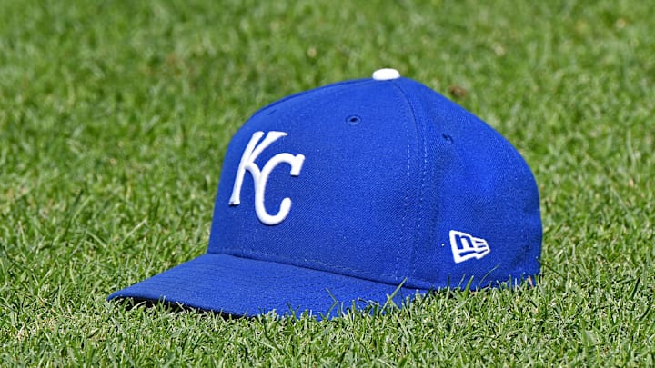 Jul 7, 2018; Kansas City, MO, USA; A genera view of a Kansas City Royals cap on the field, prior to a game against the Boston Red Sox at Kauffman Stadium. Mandatory Credit: Peter G. Aiken/Imagn Images Jul 7, 2018; Kansas City, MO, USA; A genera view of a Kansas City Royals cap on the field, prior to a game against the Boston Red Sox at Kauffman Stadium. Mandatory Credit: Peter G. Aiken/Imagn Images