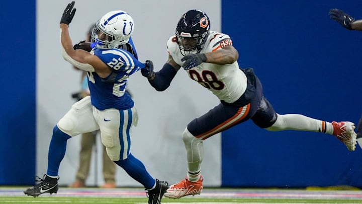 Montez Sweat gives chase to Colts running back Jonathan Taylor last season. The Bears could use another veteran edge in the mix.